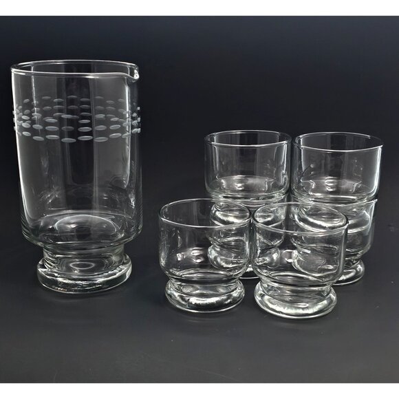 Princess House Heritage Cocktail Pitcher 6 Glasses & Stir Stick server beaker - Picture 1 of 11